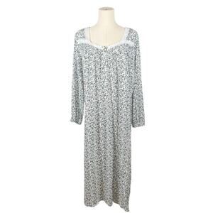 Eileen West Floral Nightgown | Cotton Modal Ruffle Hem Country Prairie | L